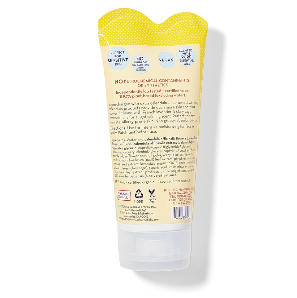 California Baby Calendula Cream | 100% Plant-Based Moisturizer | Lavender Baby Lotion | Face Moisturizer For Dry Skin | Hypoallergenic | 6 Oz / 170G California Baby Calendula Cream | 100% Plant-Based Moisturizer | Lavender Baby Lotion | Face Moisturizer For Dry Skin | Hypoallergenic | 6 Oz / 170G