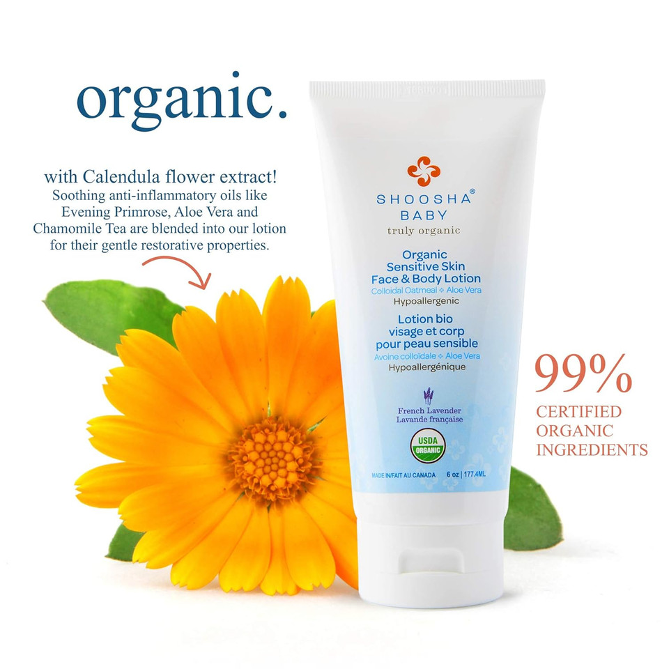 Shoosha Organic Baby Lotion French Lavender, For Sensitive Skin, All Natural Face And Body Lotion For Kids, Hypoallergenic, Gluten-Free, Non-Sticky, 100% Biodegradable Shoosha Organic Baby Lotion French Lavender, For Sensitive Skin, All Natural Face And Body Lotion For Kids, Hypoallergenic, Gluten-Free, Non-Sticky, 100% Biodegradable