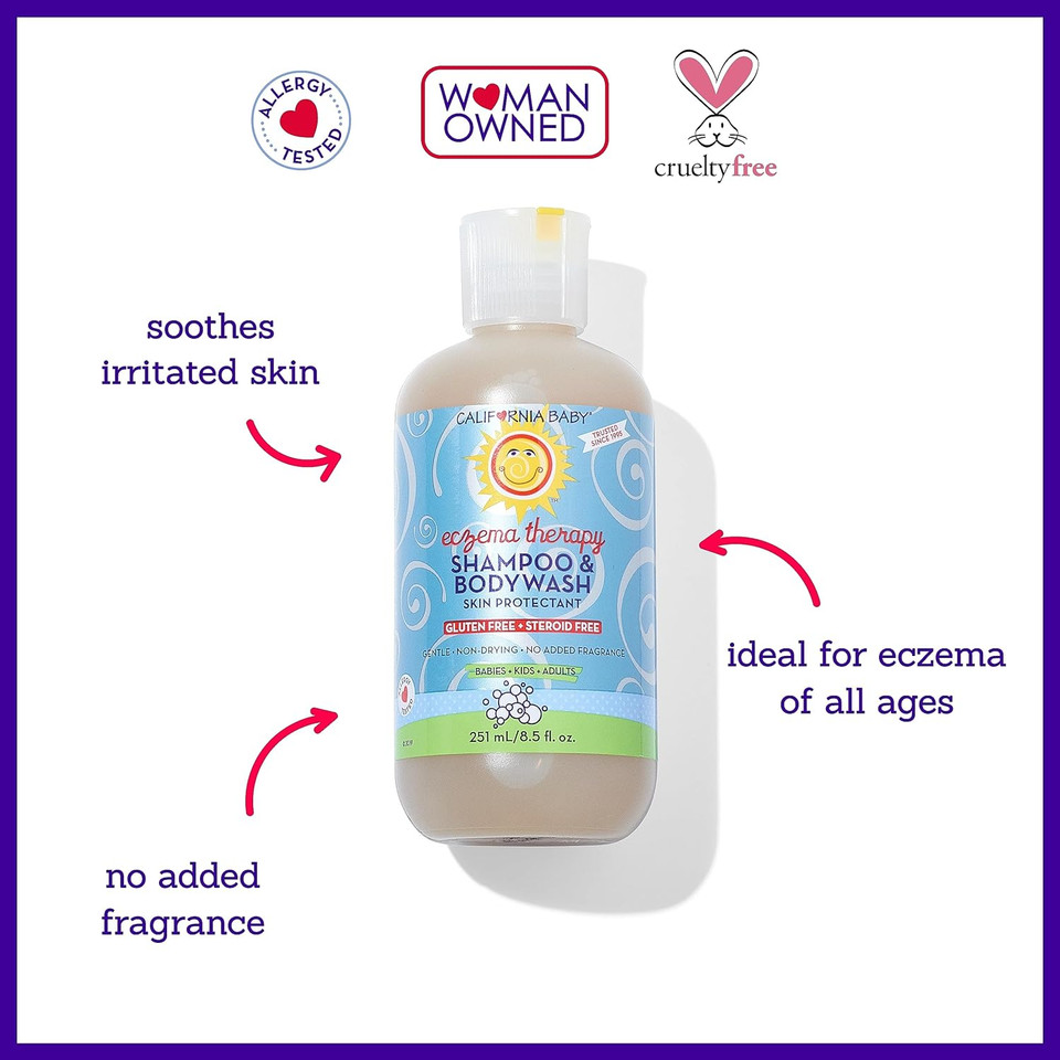California Baby Eczema Unscented Shampoo & Body Wash | Soothes Irritation | 100% Plant-Based | Allergy-Friendly | Steroid-Free | 251 Ml / 8.5 Oz