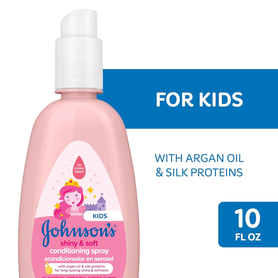 Johnson'S Kids Shiny & Soft Tear-Free Kids' Shampoo With Argan Oil & Silk Proteins, Hair Wash Gently Cleanses & Boosts Natural Shine & Softness, Hypoallergenic, Sulfate-Free, 13.6 Fl. Oz
