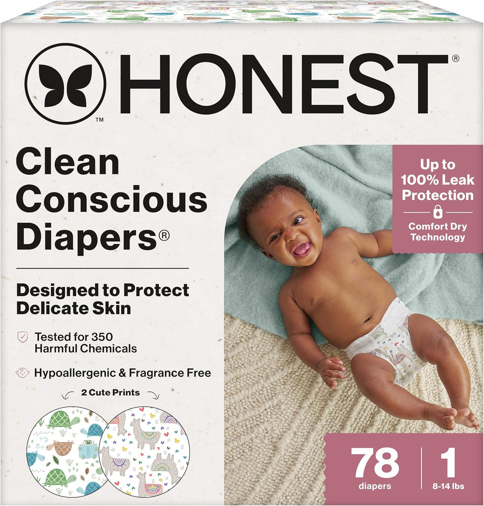 The Honest Company Clean Conscious Diapers For Delicate Skin | Up To 100% Leakproof | Hypoallergenic, Fragrance Free | Girl Prints | Club Box, Size 6 (35+ Lbs), 40 Count (Prints May Vary) The Honest Company Clean Conscious Diapers For Delicate Skin | Up To 100% Leakproof | Hypoallergenic, Fragrance Free | Girl Prints | Club Box, Size 6 (35+ Lbs), 40 Count (Prints May Vary)