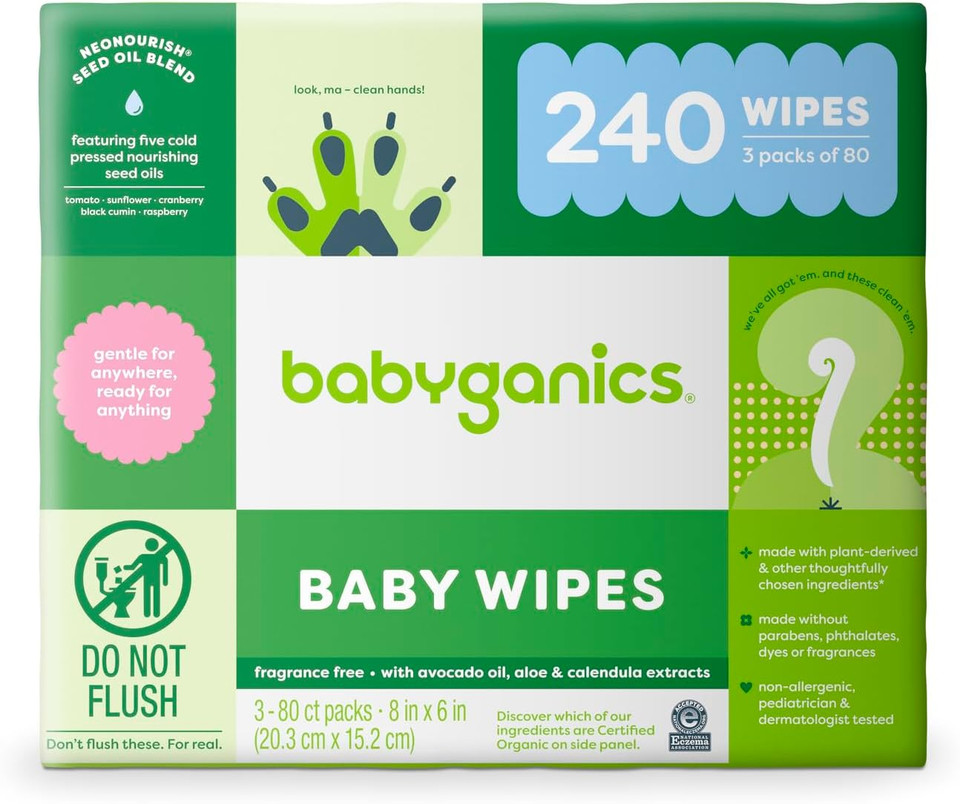 Babyganics Baby Wipes, Fragrance Free, 80 Ct