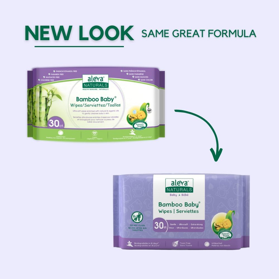 Aleva Naturals Bamboo Baby Travel Wipes - 30Ct