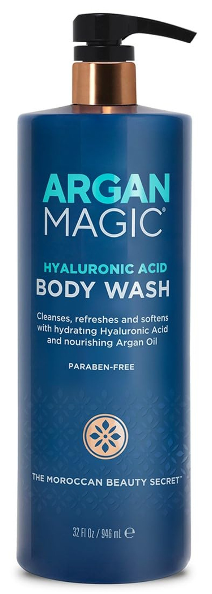 Argan Magic Hyaluronic Acid Body Wash - Cleanses, Refreshes & Softens With Hydrating Hyaluronic Acid And Nourishing Argan Oil | Paraben Free, Cruelty Free (32 Fl Oz)