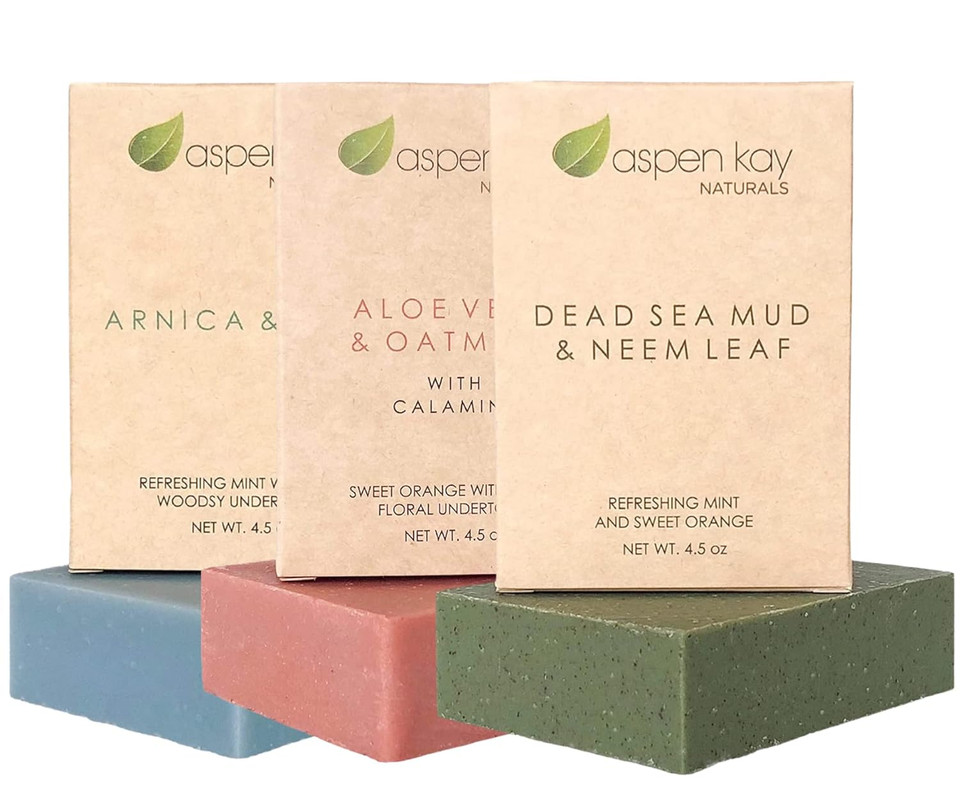 Soap Set - Made With Natural And Organic Ingredients. Gentle Soap. 1 Arnica & Mint - 1 Calamine Soap  1 Neem Soap - 4.5Oz Bar
