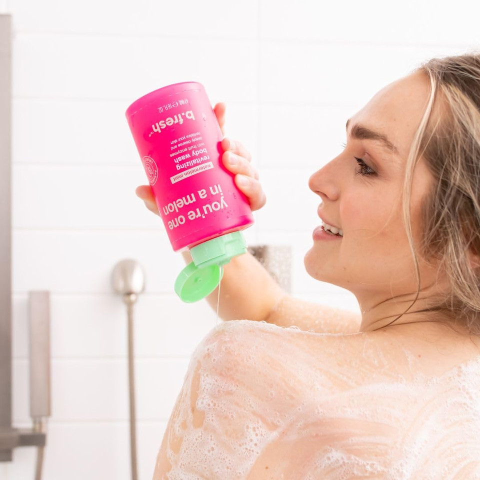 B.Fresh Exfoliating Body Wash | You'Re One In A Melon Revitalizing Shower Gel For Women & Men - Bodywash Enhanced With Exfoliating Fruit Enzymes, Smells Like Deliciously Fruity Watermelon, 16 Fl Oz