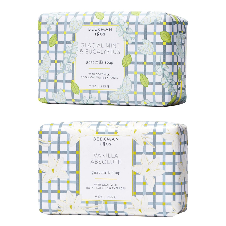 Beekman 1802 Goat Milk Bar Soap Bundle (9Oz) - Glacial Mint And Vanilla Absolute