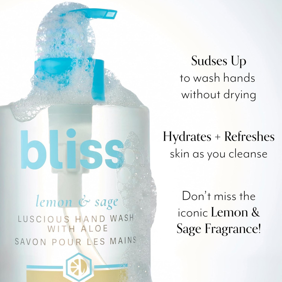 Bliss Lemon & Sage Happy Hands Duo | Hydrating Hand Wash & Nourishing Hand Cream Set With Decorative Tray