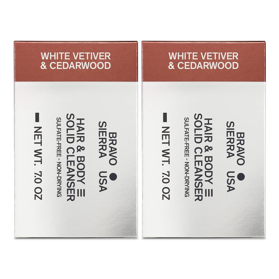 Bravo Sierra All-In-One Shampoo & Soap Bar For Men'S Face, Hair & Body - White Vetiver & Cedarwood, 7 Oz - Coconut, Shea Butter And Oat Flour For Soft Skin And Healthy Hair