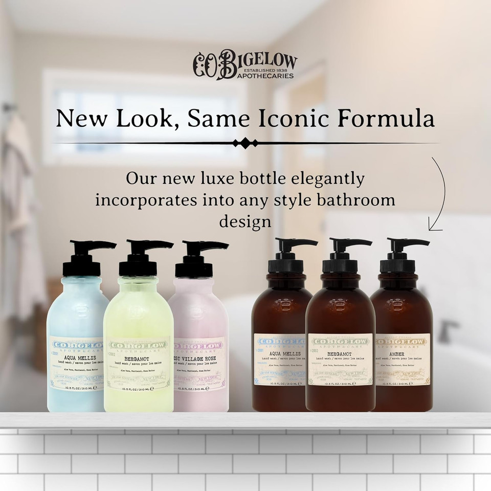 C.O. Bigelow Iconic Collection West Village Rose Hand Wash, With Glycerin, Aloe Vera, Panthenol, And Shea Butter, 10.5 Fl Oz