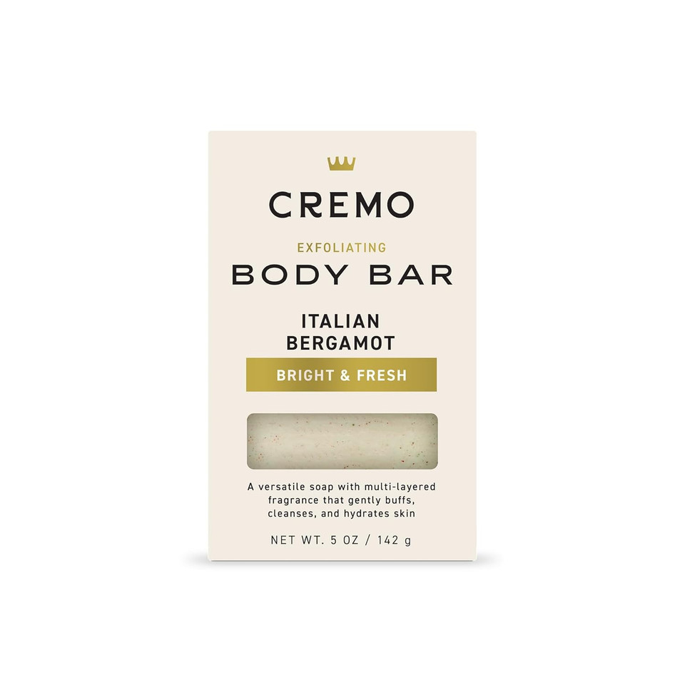 Cremo Exfoliating Body Bar For Men, Bourbon & Oak Scent, Multi-Layered Fragrance That Buffs, Cleanses And Hydrates Skin, 5Oz