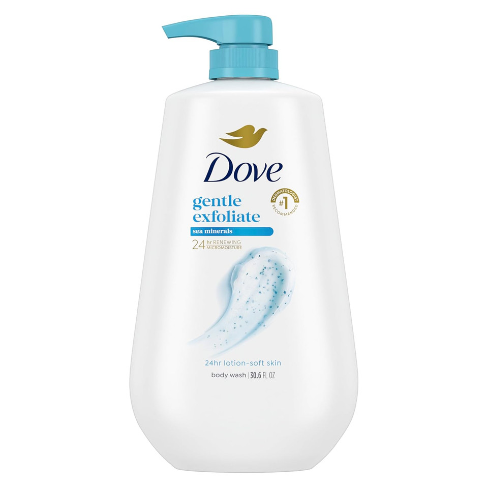 Dove Body Wash With Pump Gentle Exfoliate With Sea Minerals For 24Hr Lotion-Soft Skin Moisturizing Skin Cleanser With No Sulfates No Parabens 30.6 Oz