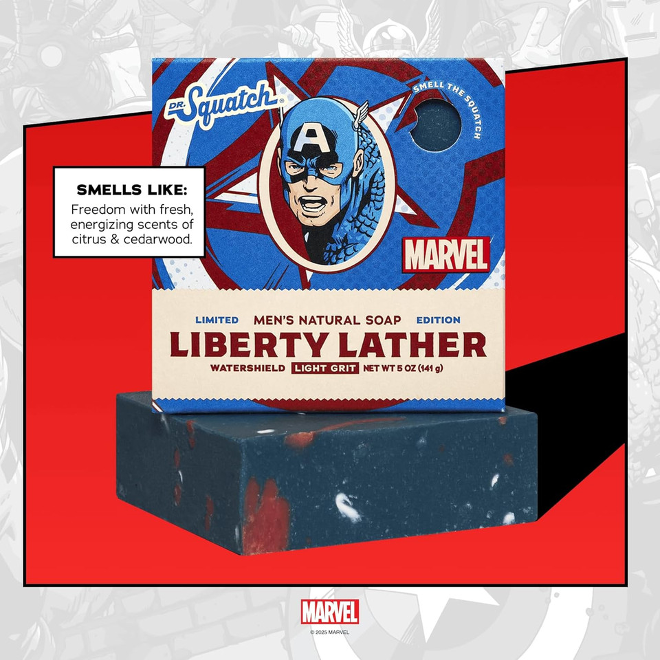 Dr. Squatch Avengers Natural 4 Soap Gift Set - Cold Process Soap With No Harsh Chemicals - Divine Storm, Liberty Shield