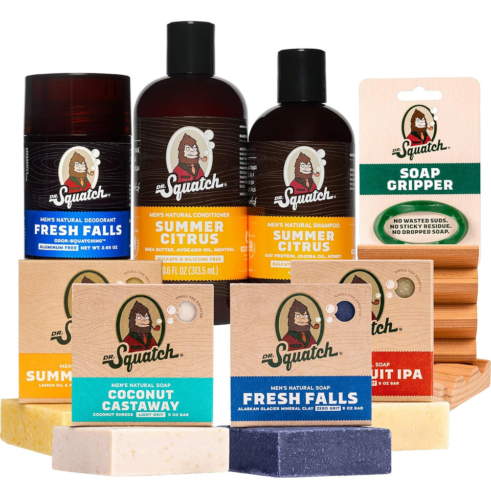 Dr. Squatch Men'S Natural Bar Soap, Shampoo, Conditioner, Deodorant, And Accessories - Fresh Falls, Summer Citrus, Coconut Scents - Great Natural Grooming Gift