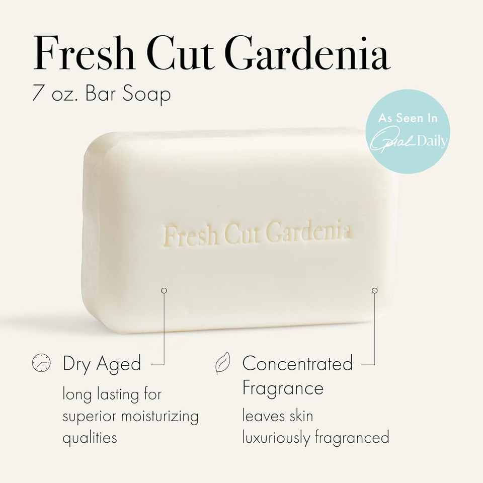 Lafco New York Bar Soap, Fresh Cut Gardenia - 7 Oz - Ultra-Hydrating, Natural Formula - All Skin Types - Made In Europe