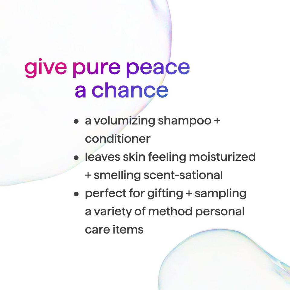 Method Body Wash And Hair Care Gift Set, Pure Peace, 3.4 Oz Travel Size Bottles