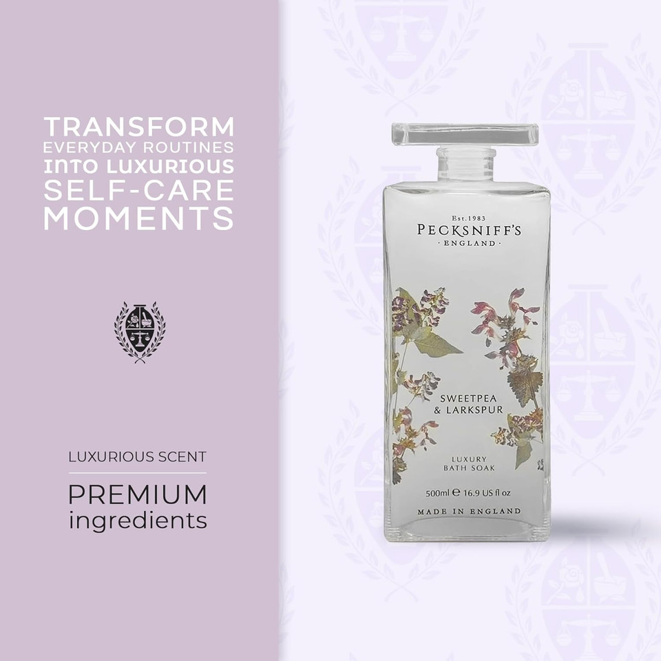 Pecksniff'S Sweet Pea & Larkspur Bath Soak Decanter | 500Ml/16.9 Fl Oz