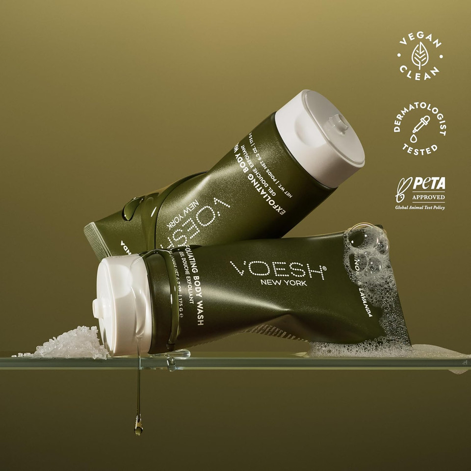 Voesh Exfoliating Sugar Scrub & Body Wash With Plant-Derived Ahas & Vegan Probiotics - Hinoki & Lavanda