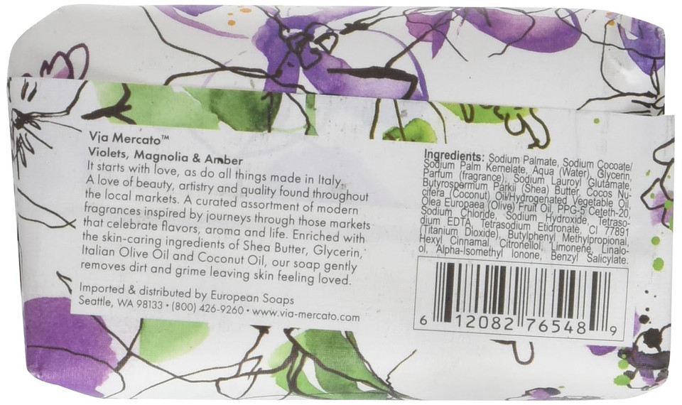 Italian Soap Bar (200 G), No. 4 - Violets, Magnolia & Amber