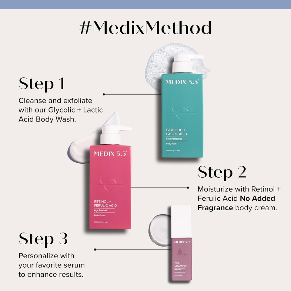 Medix 5.5 Radiant Glow Vitamin C Body Wash W/Niacinamide | Citrus Scented Gentle Body & Face Cleanser For Women, Men, Dry Skin, & Smoother-Looking Skin | Removes Dirt, Oil, & Impurities, 15 Fl Oz