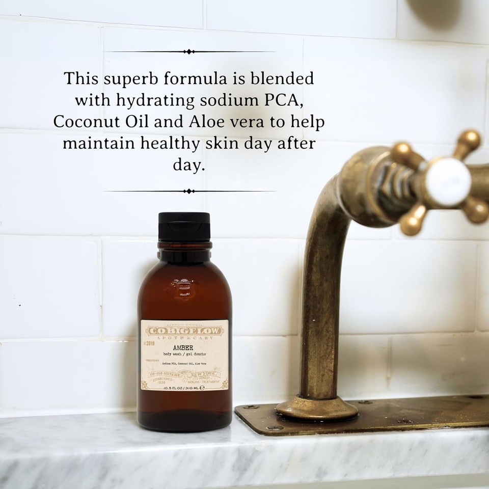 C.O. Bigelow Iconic Collection Amber Body Wash, Scented Shower Gel With Coconut Oil And Aloe Vera, 10.5 Fl Oz