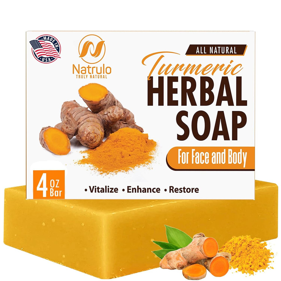 Turmeric Soap Bar For Face & Body - All Natural Turmeric Skin Soap - Turmeric Face Soap Reduces Acne, Brightens Scars & Cleanses Skin - 4 Oz Turmeric Bar Soap For All Skin Types Made In Usa