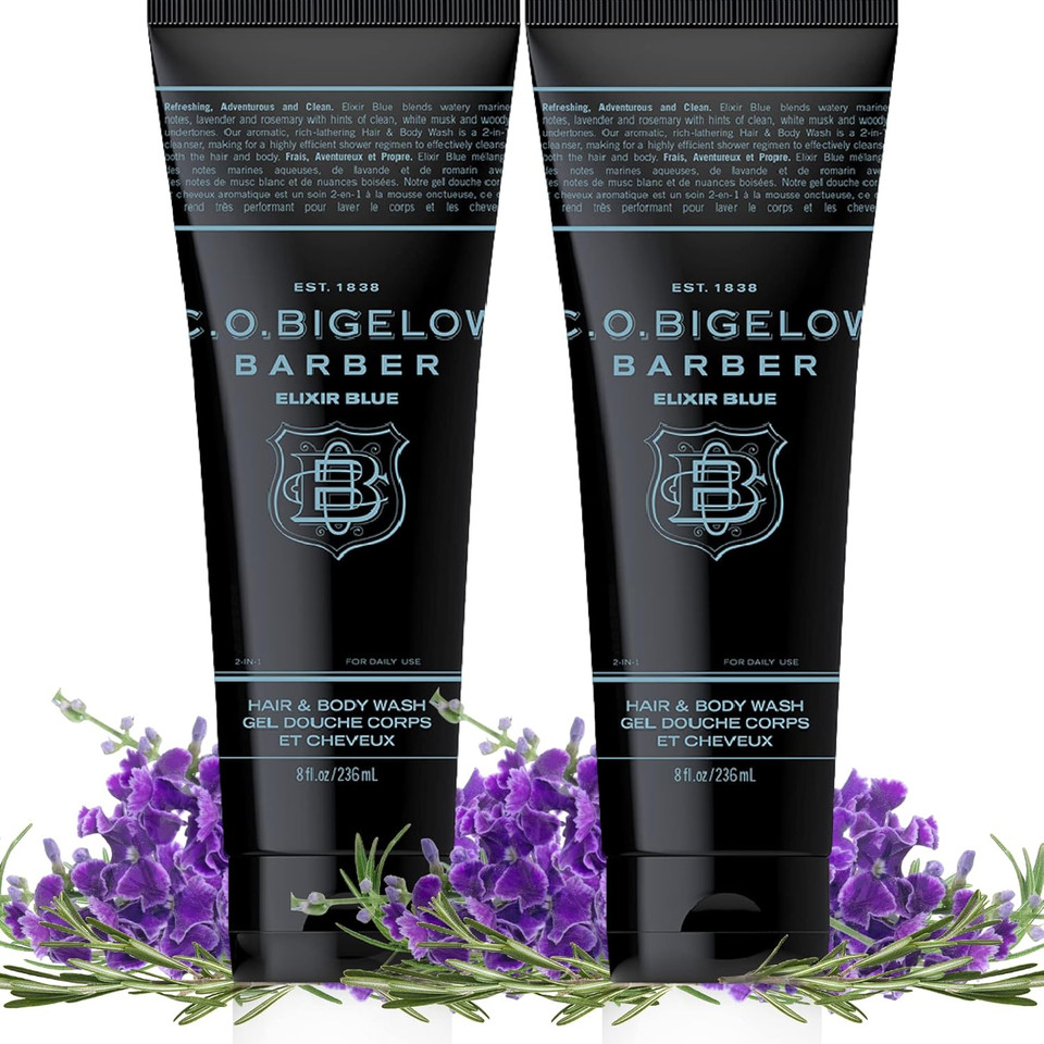 C.O. Bigelow Men'S Lavender & Rosemary Moisturizing Shampoo & Body Wash - Elixir Blue No. 1604, 8 Fl Oz