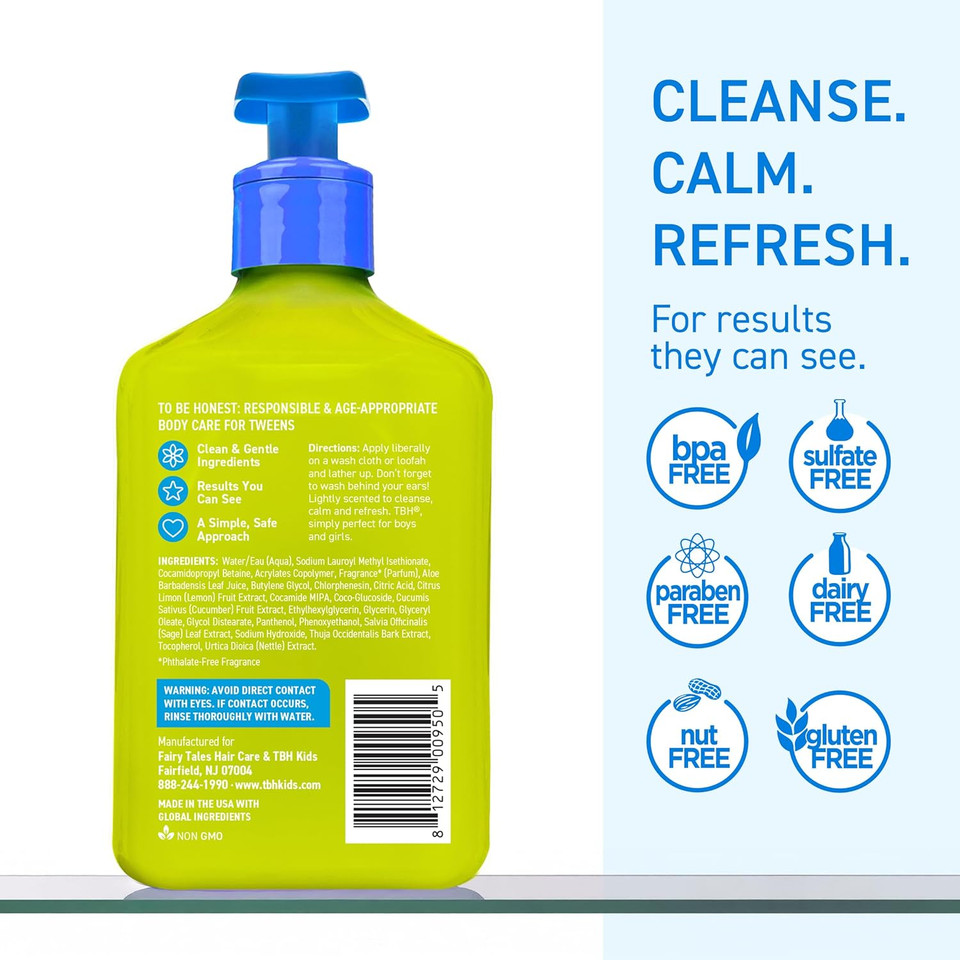 Tbh Teen & Kids Body Wash - Body Wash For Sensitive Or Dry Skin - Natural Ingredients Made For Tweens - Sulfate, Paraben Free - 12 Oz