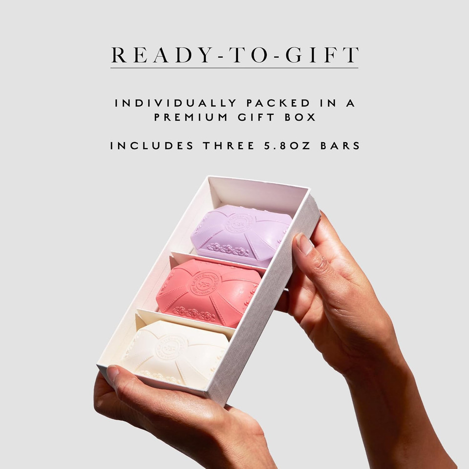 Caswell-Massey Natural Bar Soap Gift Set, Almond, Verbena, Lavender Scents, Triple-Milled Moisturizing Body Soap, Plant-Based For All Skin Types, Men, Women, Made In Usa, 3 Bars, 5.8 Oz Each