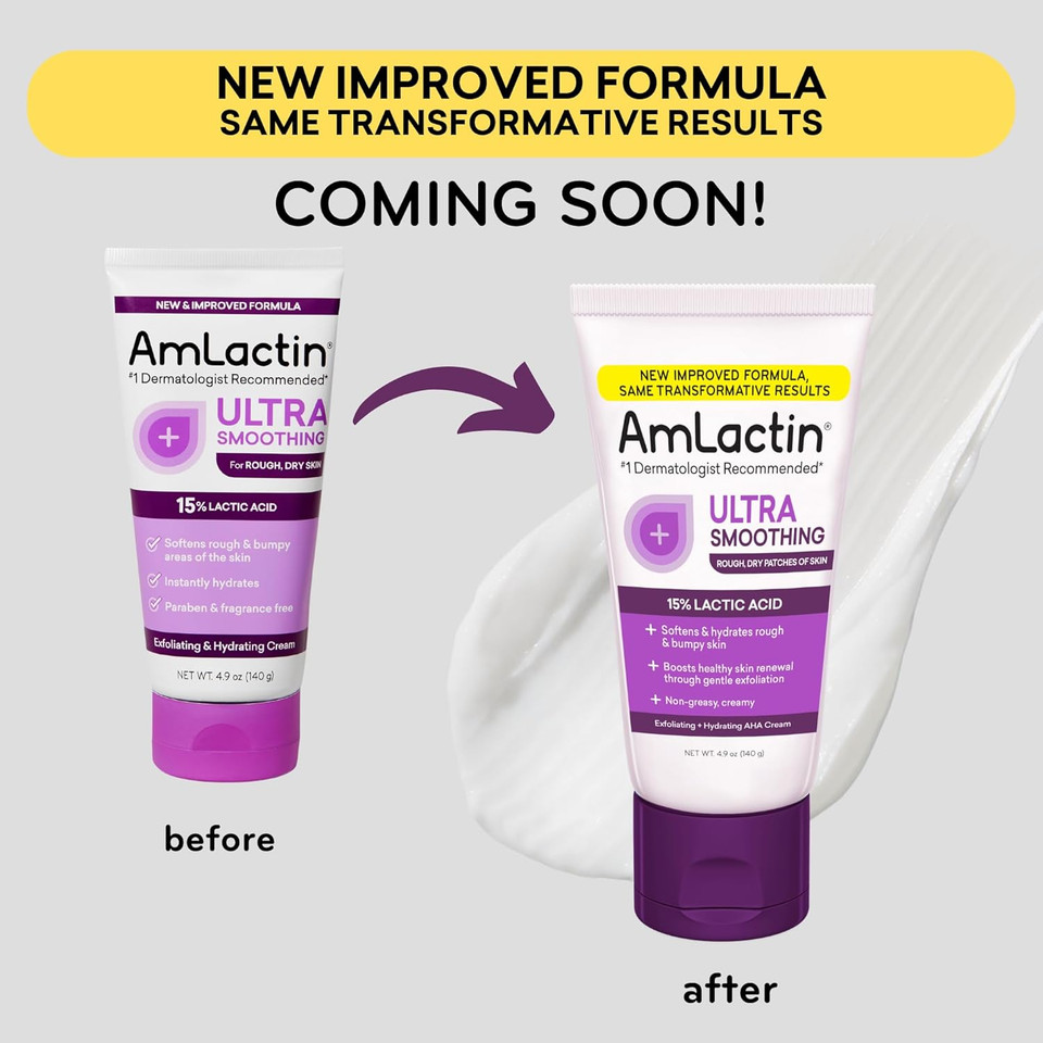 Amlactin Ultra Smoothing - 4.9 Oz Body & Hand Cream With 15% Lactic Acid - Exfoliator And Moisturizer & Daily Nourish 12% - 14.1 Oz Body Lotion With 12% Lactic Acid - Exfoliator And Moisturizer