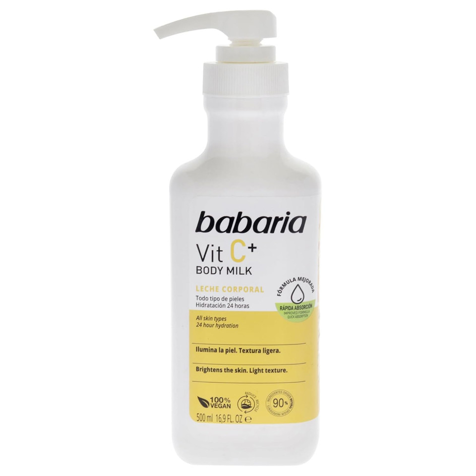 Babaria Vitamin C Body Milk - Body Lotion For Women - Boosts Collagen Production - Moisturizes - Body Cream For All Skin Types - 16.9 Oz