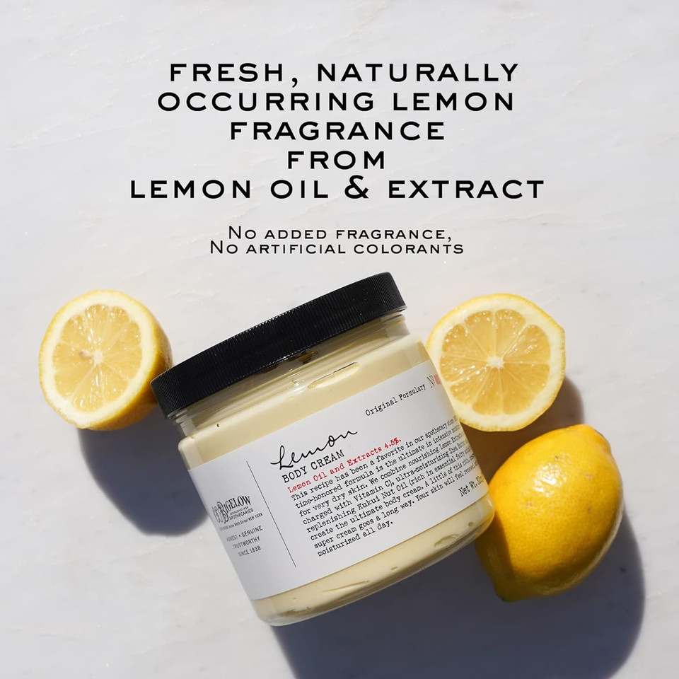 C.O. Bigelow Lemon Body Cream, Moisturizing Body Cream With Shea Butter, Kukui Nut Oil, Lemon Oil And Extracts For Dry Skin, 8 Oz