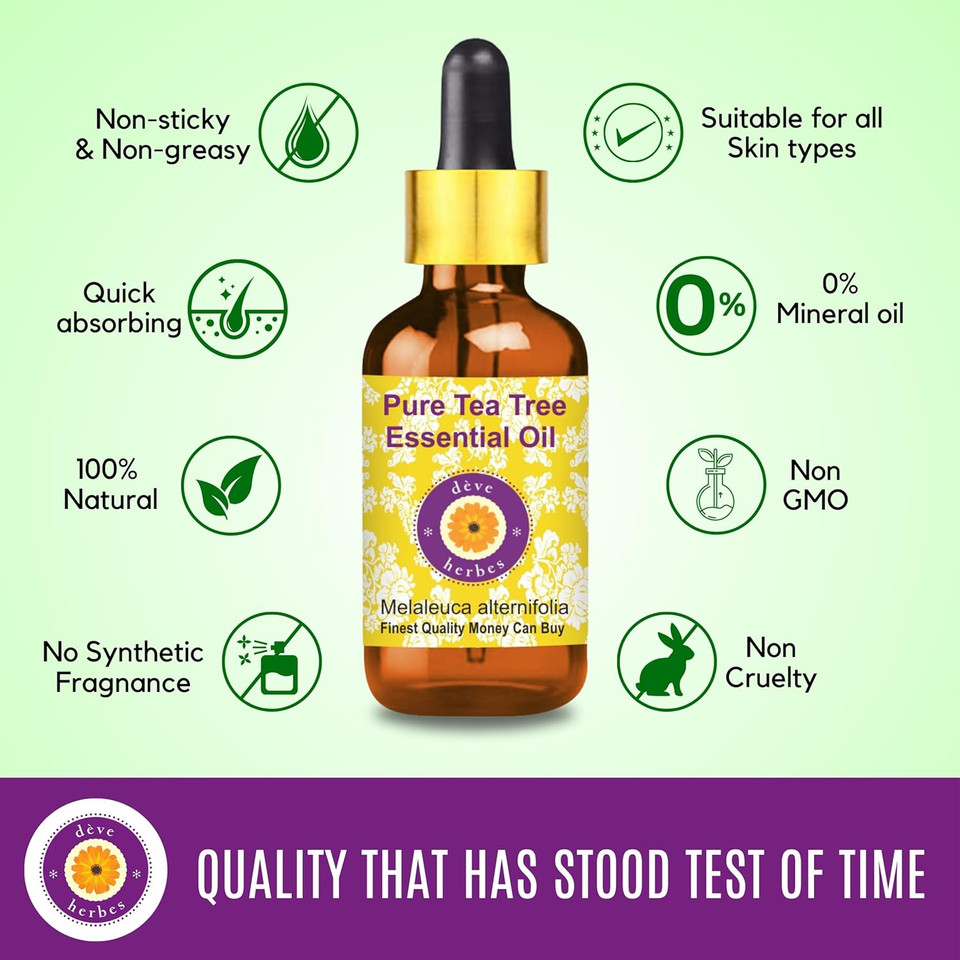Deve Herbes Pure Tea Tree Essential Oil (Melaleuca Alternifolia) Steam Distilled 50Ml (1.06 Oz) Deve Herbes Pure Tea Tree Essential Oil (Melaleuca Alternifolia) Steam Distilled 50Ml (1.06 Oz)