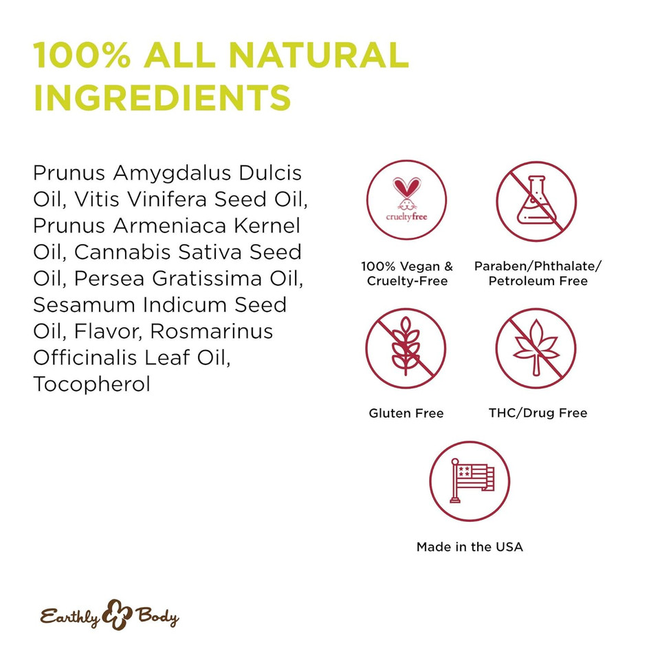 Earthly Body Edible Massage Oil - Hemp Seed, Almond, Grapeseed, Apricot & Vitamin E Oil - Vegan & Cruelty Free Earthly Body Edible Massage Oil - Hemp Seed, Almond, Grapeseed, Apricot & Vitamin E Oil - Vegan & Cruelty Free