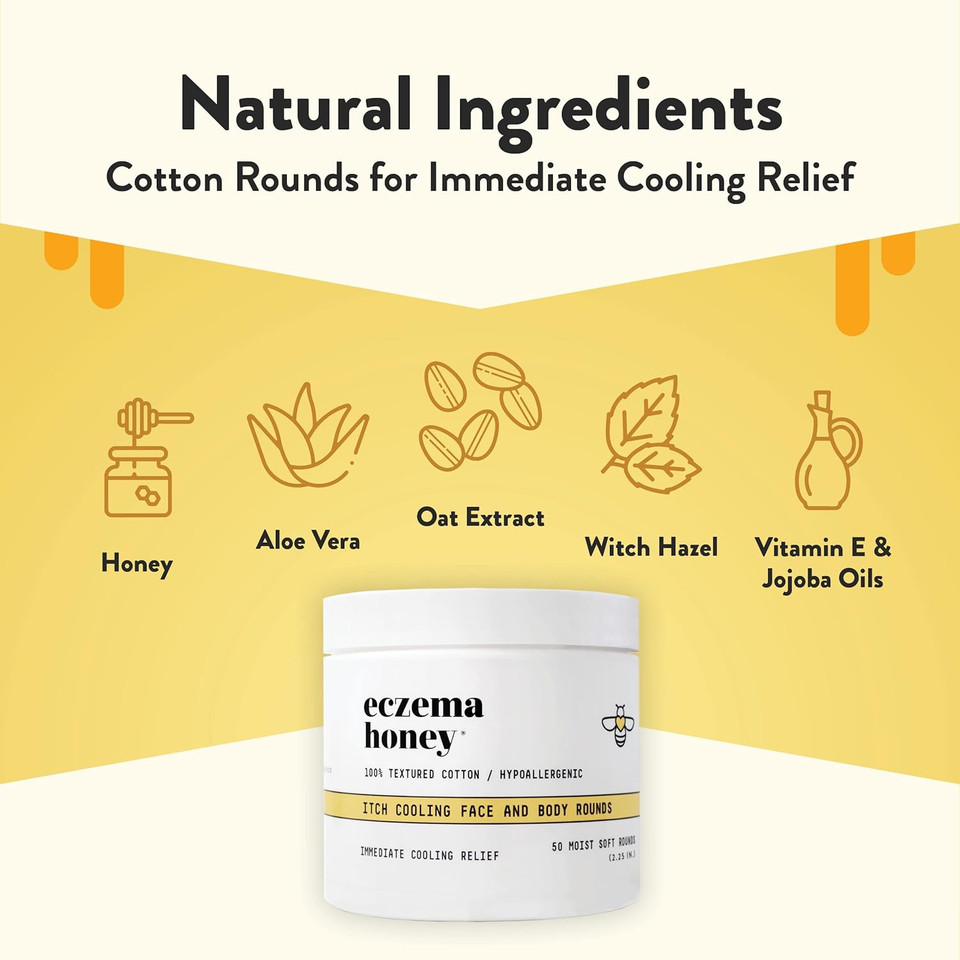 Eczema Honey Itch Cooling Face & Body Rounds & Oatmeal Body Lotion - Bundle For Sensitive & Dry Skin - Cruelty Free