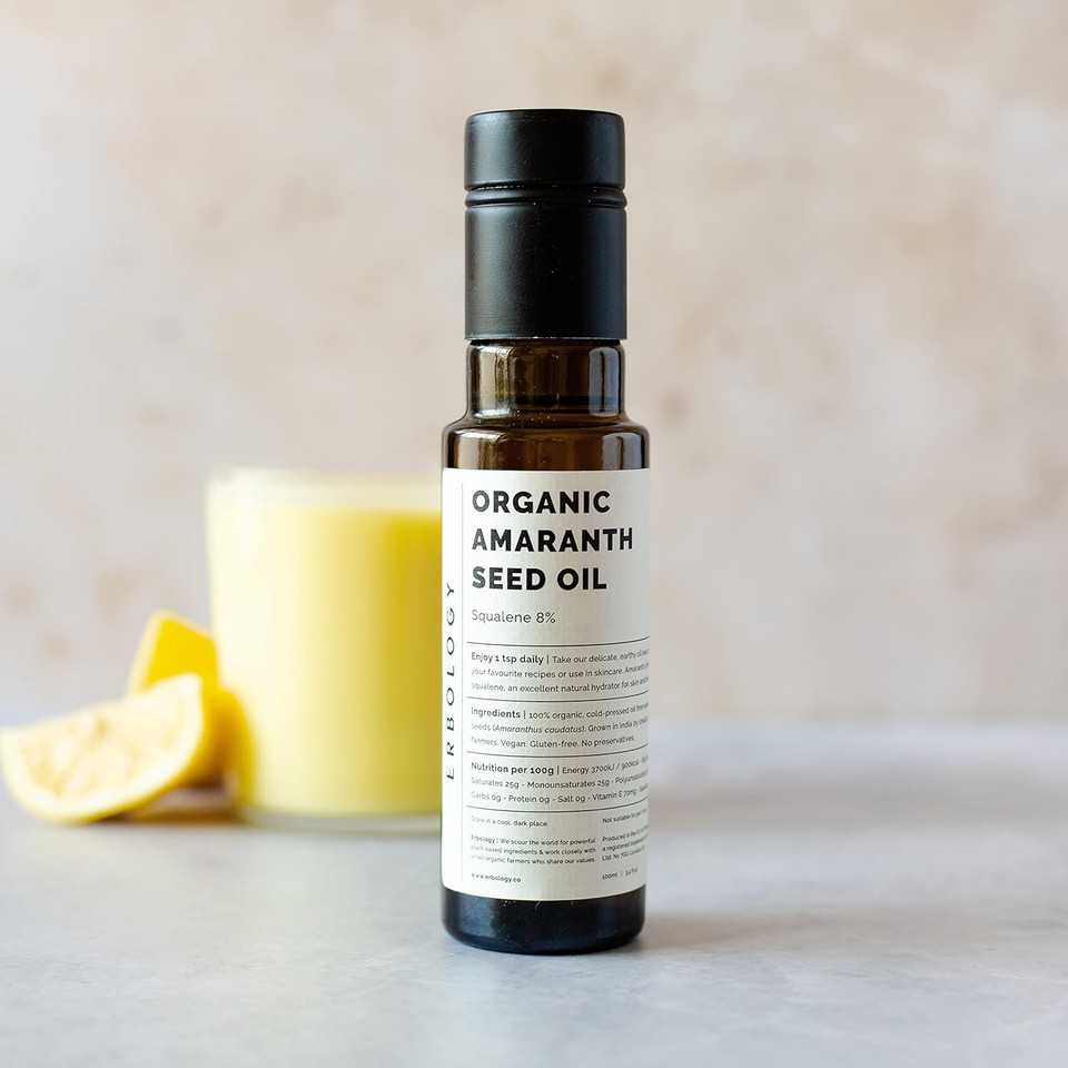 Erbology Organic Amaranth Oil 3.4 Fl Oz - Cold-Pressed - Rich In Squalene (8%) And Vitamin E (580% Ri) - Regenerate And Nourish - No Additives Or Preservatives - Sustainably Sourced - Vegan - Gmo-Free Erbology Organic Amaranth Oil 3.4 Fl Oz - Cold-Pressed - Rich In Squalene (8%) And Vitamin E (580% Ri) - Regenerate And Nourish - No Additives Or Preservatives - Sustainably Sourced - Vegan - Gmo-Free