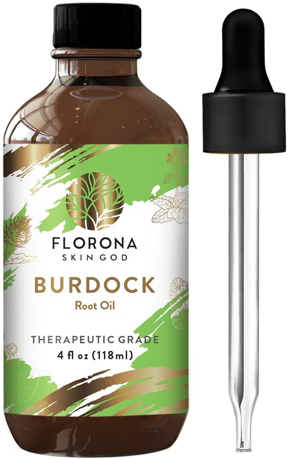 Florona Burdock Root Oil 100% Pure & Natural - 4 Fl Oz, For Hair, Face & Skin Care