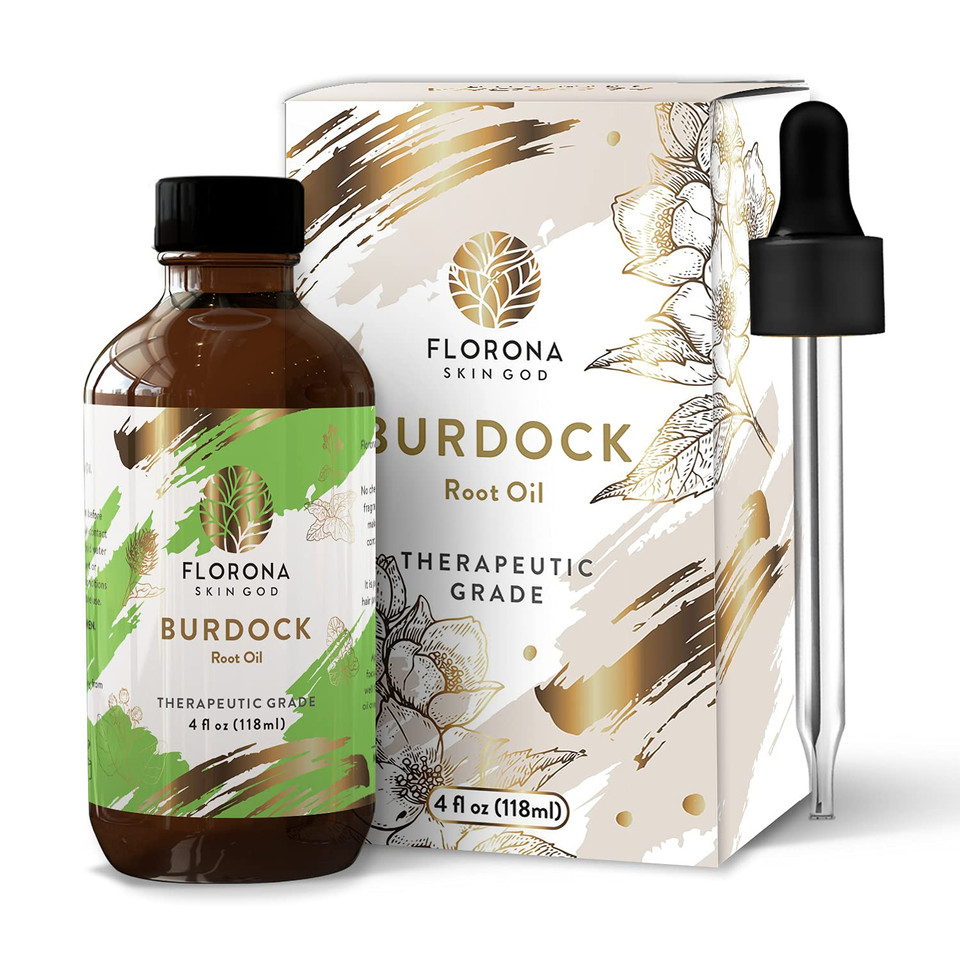 Florona Burdock Root Oil 100% Pure & Natural - 4 Fl Oz, For Hair, Face & Skin Care