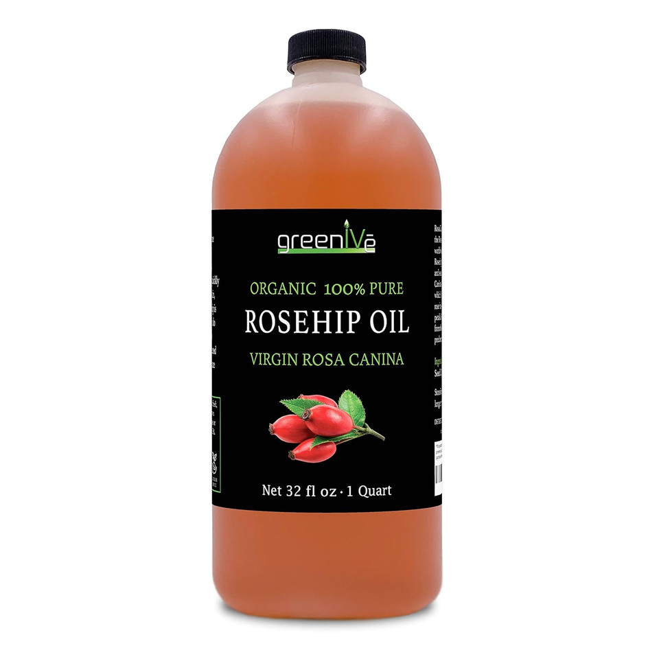 Greenive Rosehip Oil Rosa Canina 100% Pure Cold Pressed Virgin Oil Hair And Skin And Diy Products (4Oz Dropper)