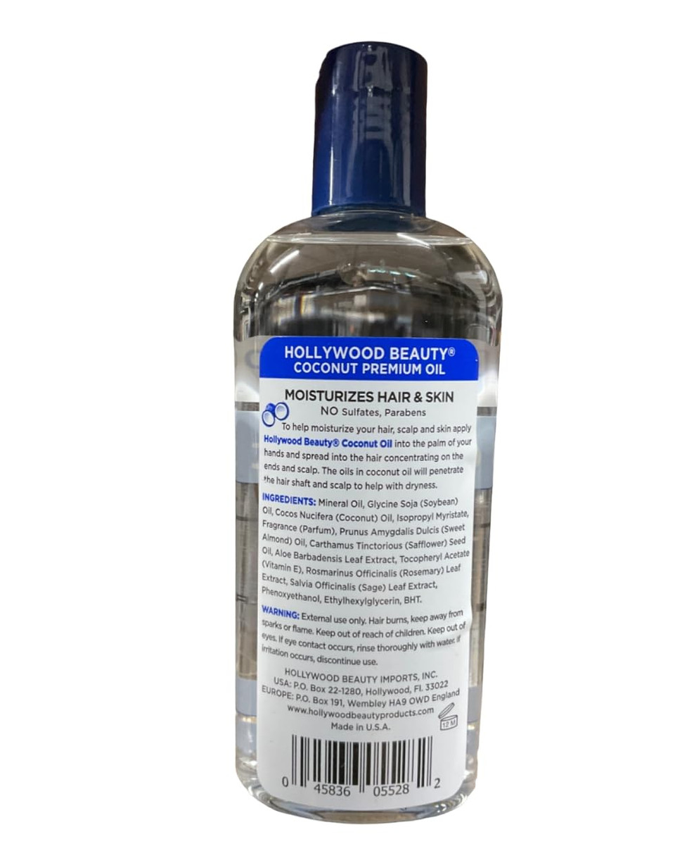 Hollywood Beauty Coconut Hair Oil, 8Oz Bottle, Moisturizes Hair & Skin, Replenishes Important Hair Lipids, Body & Massage Oil, Helps Releve Scalp Dryness, Reduces Dandruff Hollywood Beauty Coconut Hair Oil, 8Oz Bottle, Moisturizes Hair & Skin, Replenishes Important Hair Lipids, Body & Massage Oil, Helps Releve Scalp Dryness, Reduces Dandruff