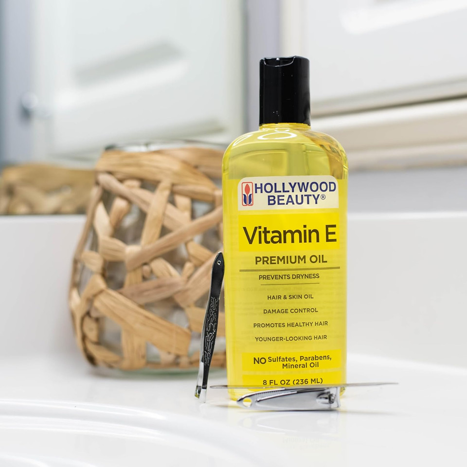 Hollywood Beauty Vitamin E Hair & Skin Oil, 8 Oz - Prevents Dryness, Stimulates Healthy Hair Growth, Repairs Damaged Skin, Anti-Aging Hollywood Beauty Vitamin E Hair & Skin Oil, 8 Oz - Prevents Dryness, Stimulates Healthy Hair Growth, Repairs Damaged Skin, Anti-Aging