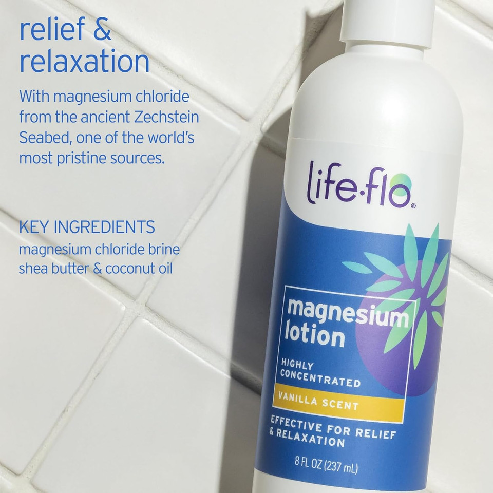 Life-Flo Magnesium Lotion - Unscented Body Lotion - Relief And Relaxation With Magnesium Chloride From The Zechstein Seabed - Soothes Muscles And Joints - Hypoallergenic, 60-Day Guarantee, 8Oz