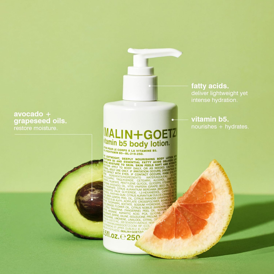 Malin + Goetz Vitamin B5 Body Lotion For Women & Men An Everyday Essential To Heal All Skin Types. Vegan & Cruelty-Free
