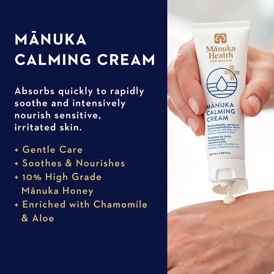 Manuka Health Manuka Calming Cream - Medical Grade Manuka Honey Cream With Aloe, Calendula & Chamomile  Natural Body & Face Moisturizer For Dry Skin, Sunburn Relief & Sensitive Skin 1.69Oz?