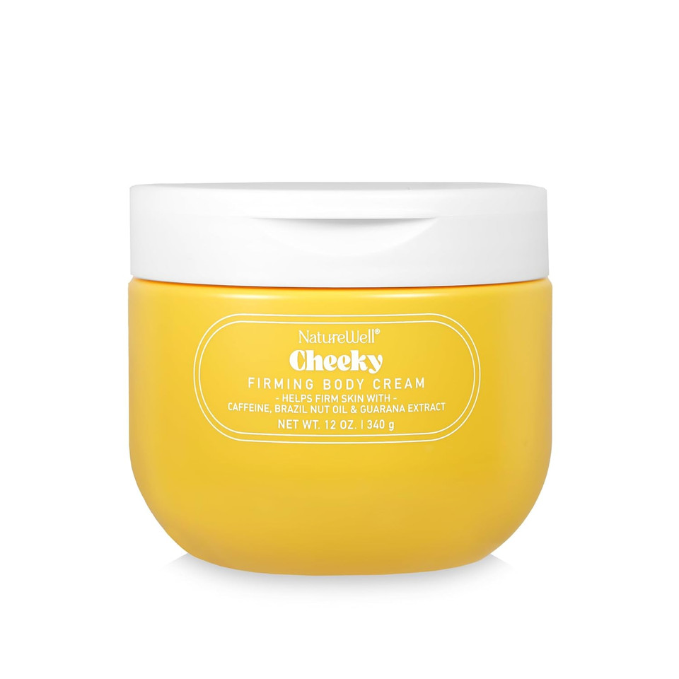 Nature Well Cheeky Firming Body Cream, Lightweight & Quick-Absorbing Formula To Help Visibly Firm & Smooth Skin, Scented With Pistachio, Almond, Coconut, & Salted Caramel,12 Oz