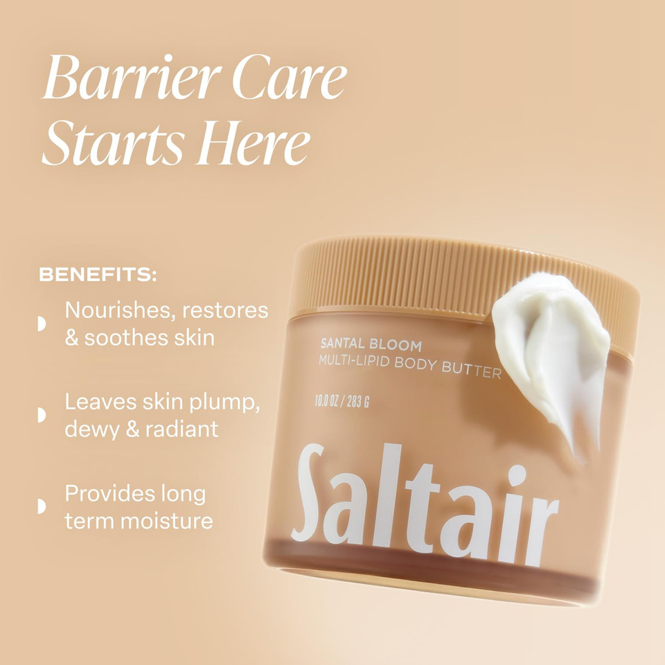 Saltair Multi-Lipid Body Butter - Rich, Nourishing Santal Bloom Hydrating Body Cream With Ceramide Complex, Coconut Oil, Shea Butter, And Sea Buckthorn. Deep Moisturizing Dry Skin Care. 10Oz Jar Saltair Multi-Lipid Body Butter - Rich, Nourishing Santal Bloom Hydrating Body Cream With Ceramide Complex, Coconut Oil, Shea Butter, And Sea Buckthorn. Deep Moisturizing Dry Skin Care. 10Oz Jar