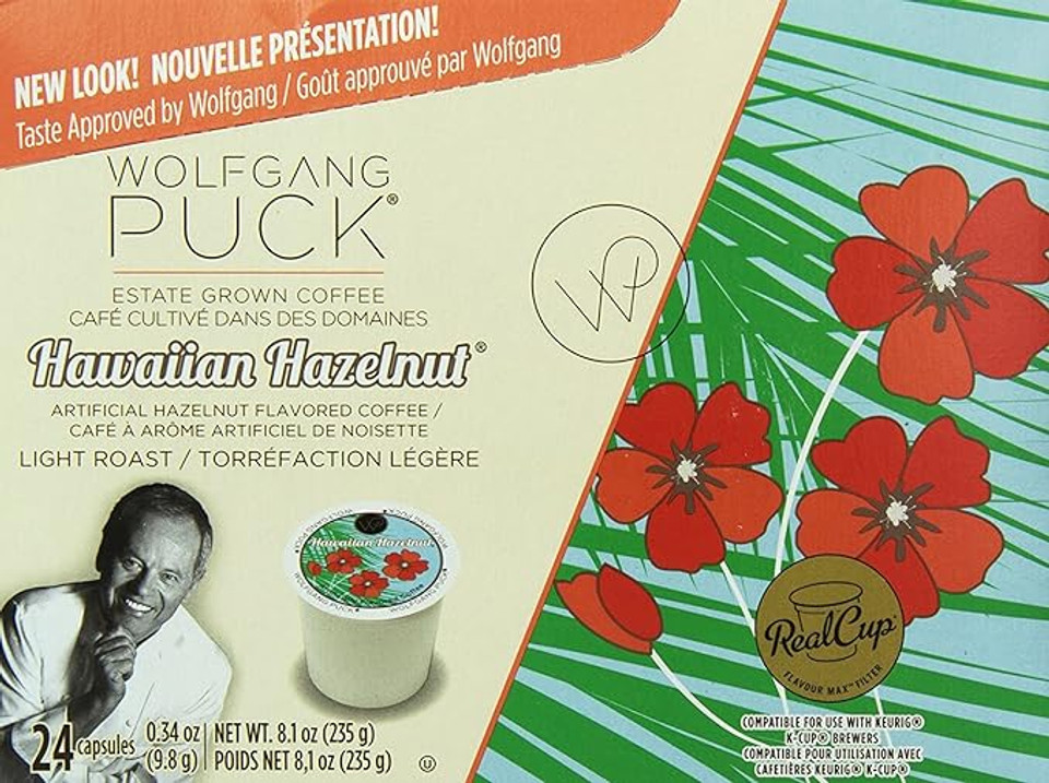 Wolfgang Puck Coffee Single Serve Capsules, Compatible With Keurig K-Cup Brewers, Hawaiian Hazelnut, 24 Count