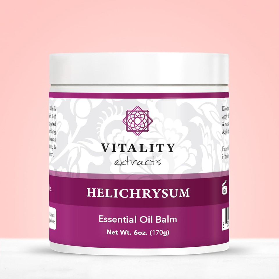 Vitality Extracts Helichrysum Balm - 6Oz, Helichrysum Gymnocephalum, Beeswax, Almond Oil, Ultra-Moisturizing, Skin Healing, Full Body Hydration