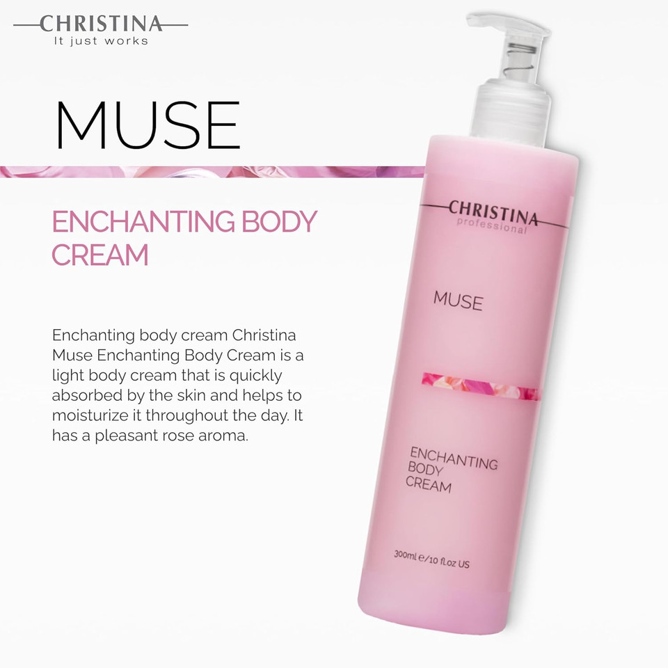 -Christina- Muse Enchanting Body Cream With Hyaluronic Acid | 24Hr Care For All Skin Types | Quick Absorption, Delicate Fragrance 300Ml