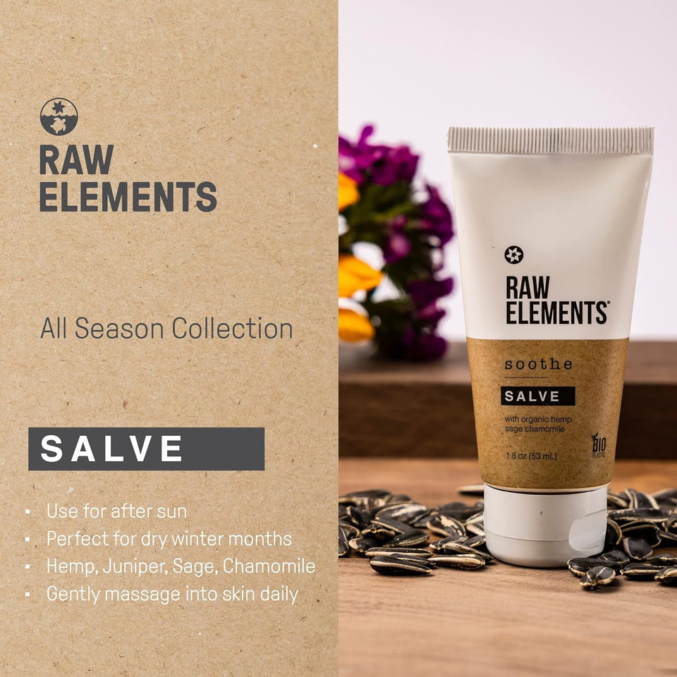 Raw Elements All Season Face + Body Skin Salve - Heal And Rejuvenate With Shea Butter, Hemp, And Chamomile In Bio-Resin Travel Size Body Lotion, 1.8 Oz